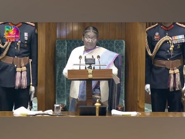 President Droupadi Murmu addressing joint sitting of two Houses of Parliament (Image: Sansad TV)