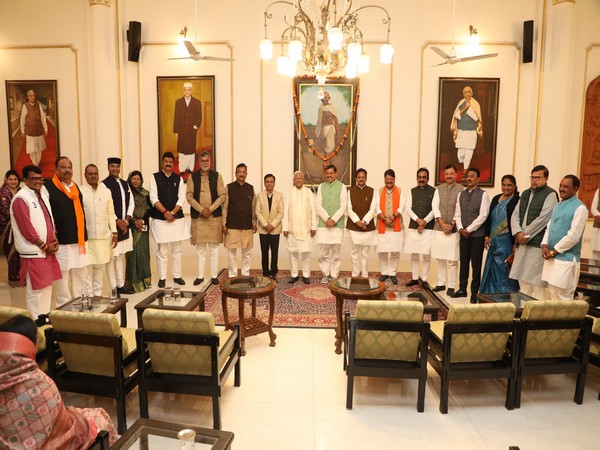 MP CM Mohan Yadav calls on Governor Mangubhai Patel with cabinet members (Photo/ANI)