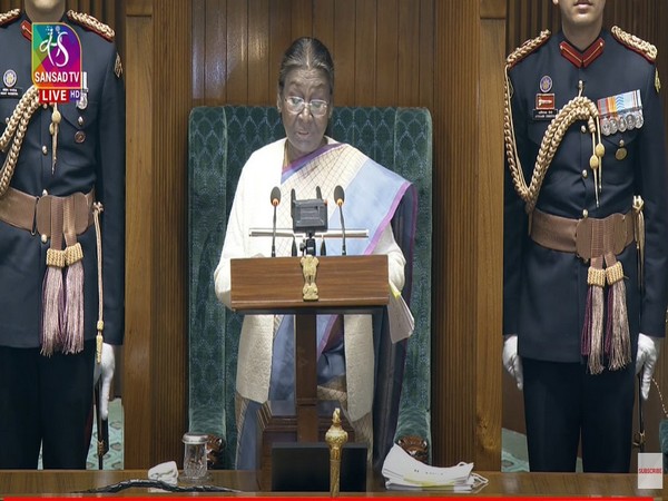 President Droupadi Murmu addressing joint session of Parliament (Image: Sansad TV)