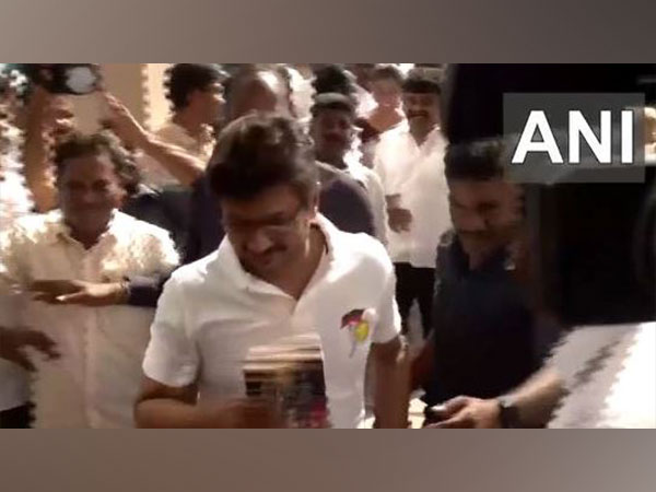 TN Sports Minister Udhayanidhi Stalin arrives at Anna Arivalayam to attend DMK Election Coordination Committee meeting (Photo/ANI)