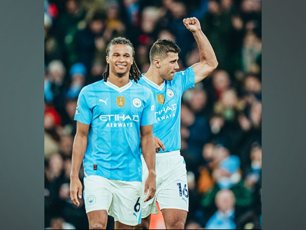 Manchester City players celebrating. (Photo- Manchester City Twitter)
