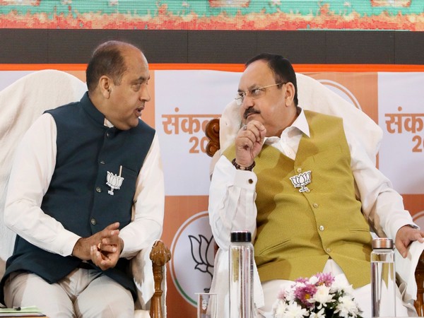 BJP National President JP Nadda with Himachal LoP Jai Ram Thakur. (File Photo/ANI)
