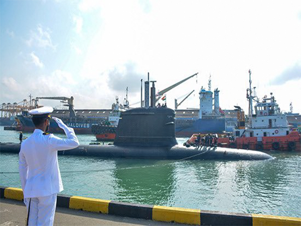Indian Navy submarine INS Karanj arrives in Colombo (Photo: X@IndiainSL)