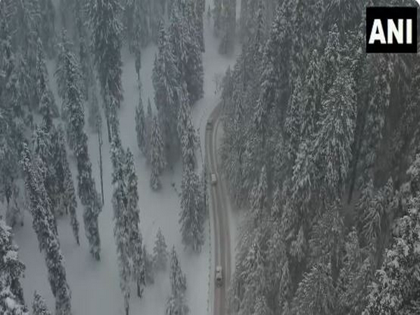 J&K's Gulmarg being covered in a thick blanket of snow on Monday (Photo/ANI)