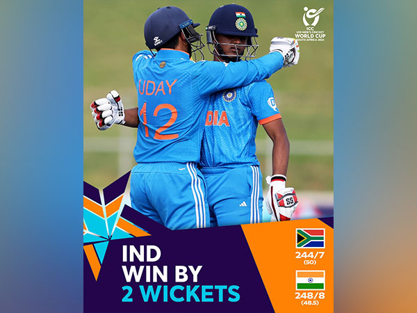 Indian team celebrating their win. (Photo- ICC Twitter)