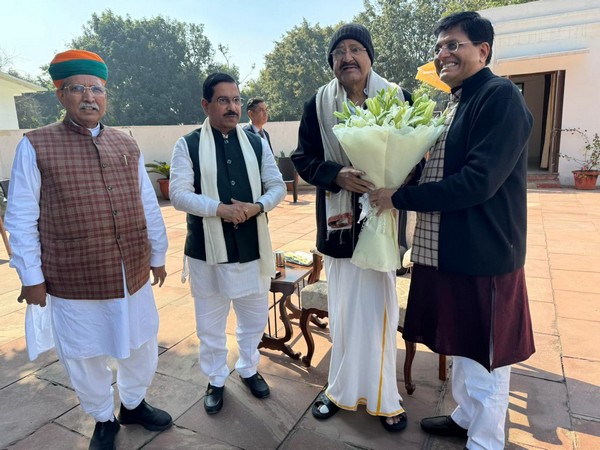 Union Ministers Piyush Goyal, Pralhad Joshi and Arjun Ram Meghwal congratulate Venkaiah Naidu (Photo/X@MVenkaiahNaidu)