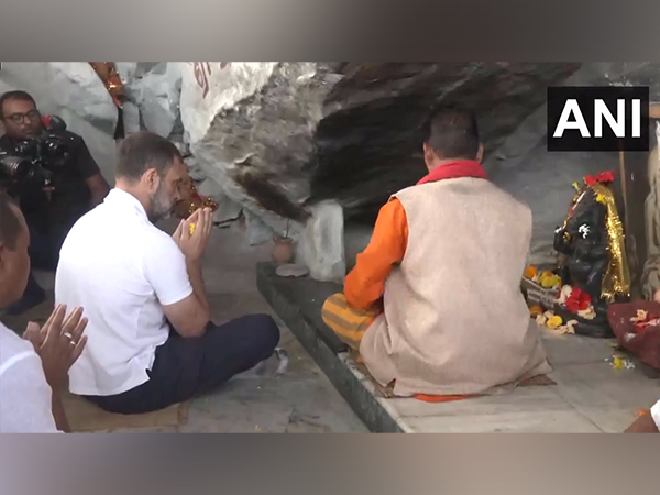 Congress MP Rahul Gandhi offers prayers at Vedvyas temple (Photo/ANI)