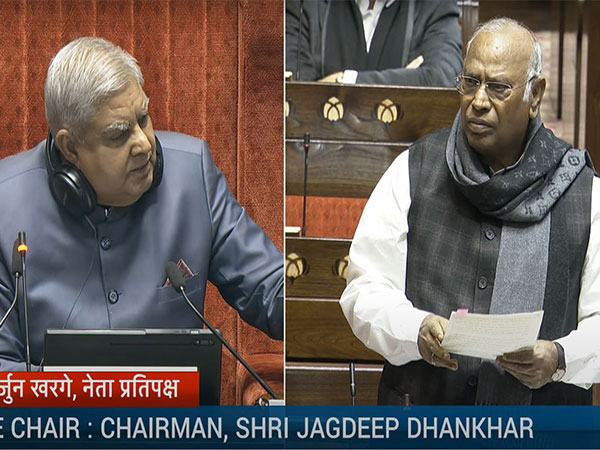 Rajya Sabha Chairman Jagdeep Dhankhar and Leader of Opposition Mallikarjun Kharge (Photo/Sansad TV)