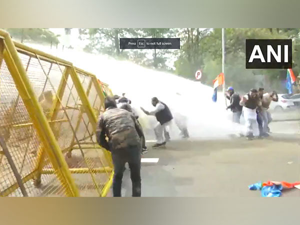 Police used water cannons to disperse National Student Union of India (NSUI) workers (Photo/ANI)