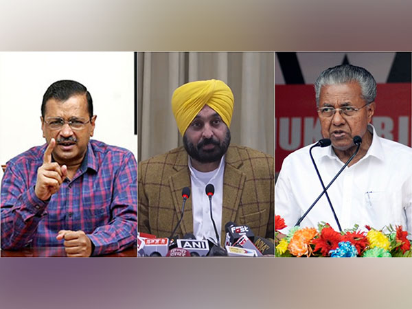 Delhi CM Arvind Kejriwal, Punjab CM Bhagwant Mann, Kerala CM Pinarayi Vijayan. (File Photos/ANI)