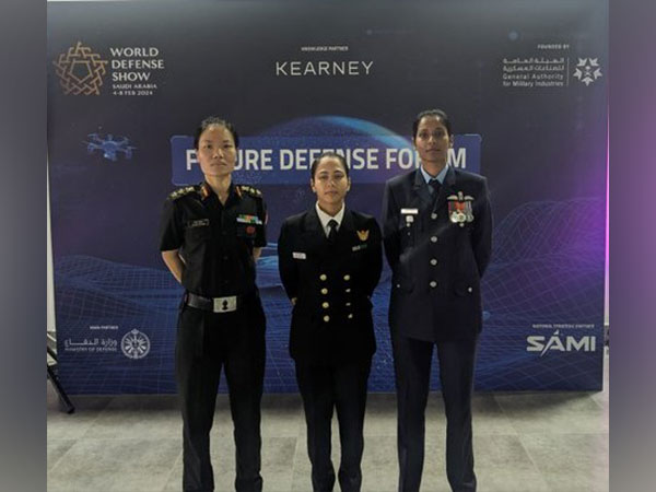 Squadron Leader Bhawana Kanth, Colonel Ponung Doming and Lieutenant Commander Annu Prakash at World Defence Show 2024 in Riyadah, Saudi Arabia (Photo credit: Ministry of Defence)