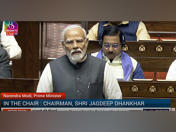 Prime Minister Narendra Modi in Rajya Sabha. (Photo/Sansad TV)