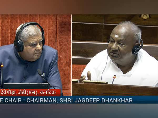 Rajya Sabha Chairman Jagdeep Dhankhar and former PM HD Deve Gowda (Photo Credit/Sansad TV)