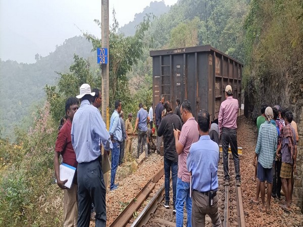 Goods train derailed in AP's Visakhapatnam (Photo/ANI)