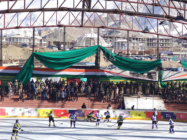 Nawang Dorjay Stobdan Stadium hosting Ice hockey matched during Khelo India Winter Games (Image: SAI media)