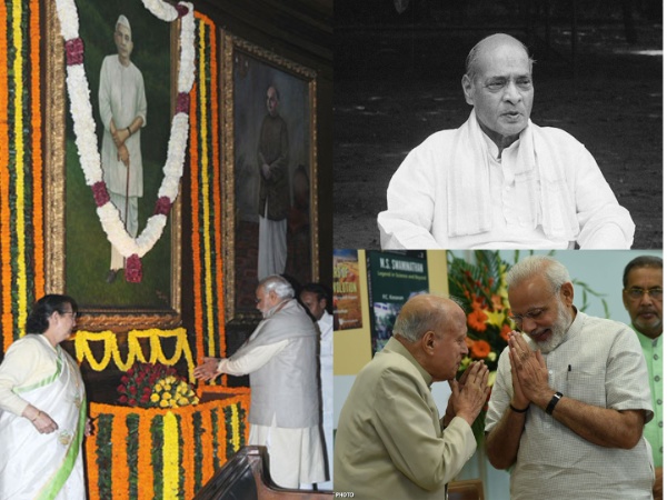 PM Modi paying tributes to Chaudhary Charan Singh, PV Narasimha Rao and MS Swaminathan. (File photo/ANI)