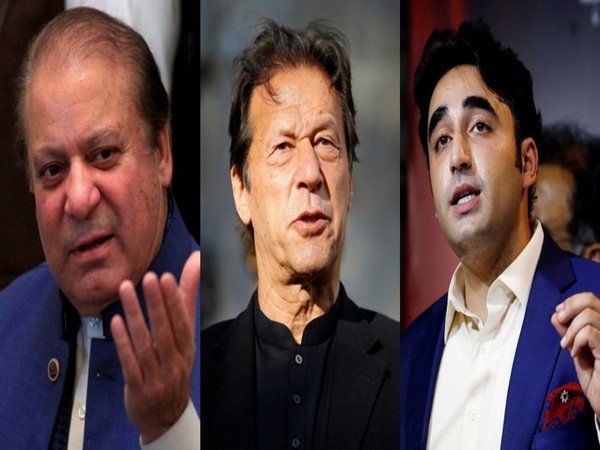 PML-N supremo Nawaz Sharif, PPP Chairman Bilawal Bhutto Zardari and PTI founder Imran Khan (Photo/ANI)