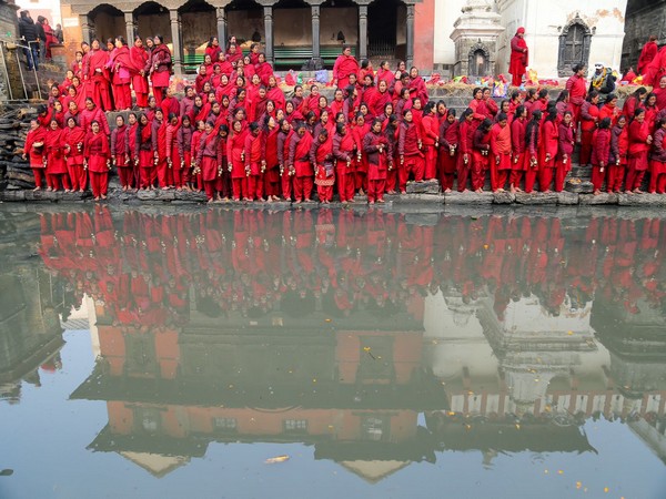 Visuals of devotees performing rituals at Bagmati River in Nepal (Photo/ANI)