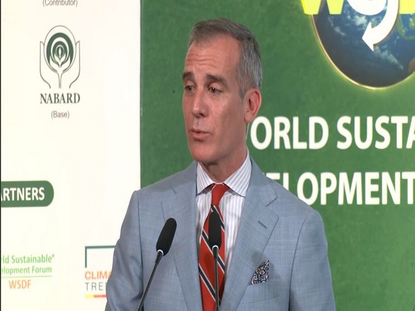 US Ambassador to India, Eric Garcetti addresses World Sustainable Development Summit in New Delhi on Friday (Photo/ANI)