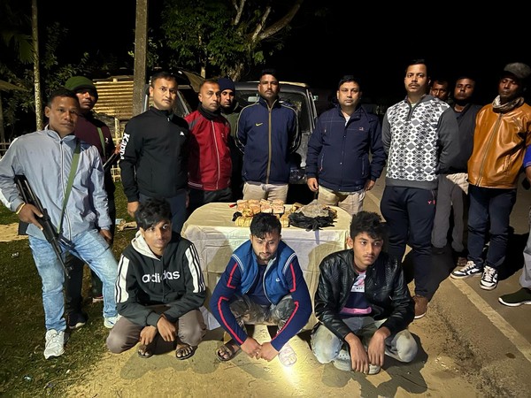 Karimganj police arrest three drug peddlers (Photo/ANI)  