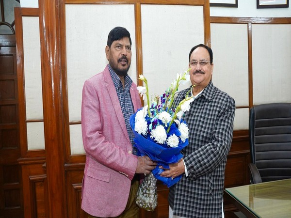 Ramdas Athawale met BJP President JP Nadda (Photo/ANI)