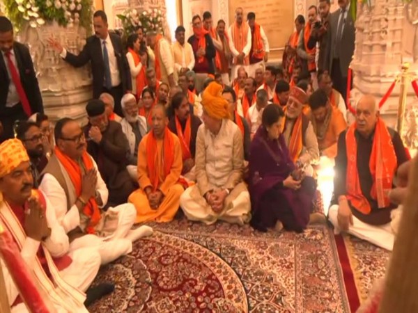 CM Yogi along with UP MLAs offered prayers at Ayodhya's Ram Temple (Photo/ANI)