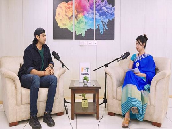 Neeraj Chopra at Fit India Champions podcast with SAI’s Deputy Director General Ekta Vishnoi (Image: MYAS)