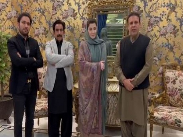 Waseem Qadir (left-most) stands alongside PML-N Senior Vice President Maryam Nawaz (Photo/X@pmln_org)