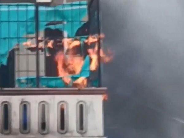 Fire at house in Telangana's Rangareddy. (Photo/ANI)