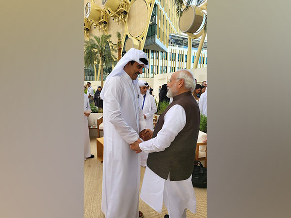 Prime Minister Narendra Modi and Emir of Qatar, Tamim Bin Hamad in Dubai, UAE. (Photo: X//@narendramodi)