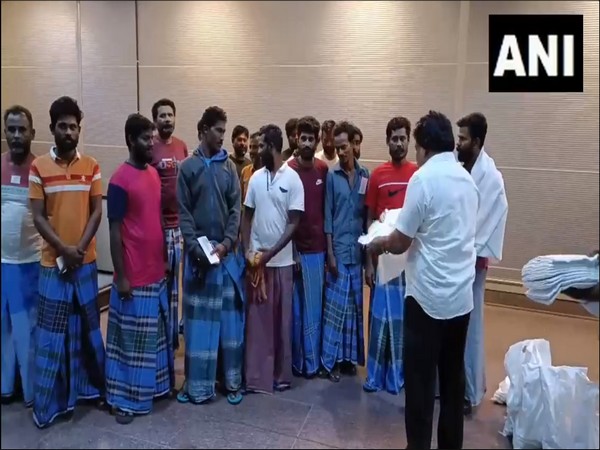 Rameswaram fishermen welcomed at Chennai airport, Tamil Nadu. (Photo/ANI)