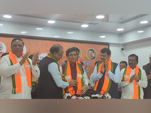 Former Maharashtra CM Ashok Chavan joins BJP at party office in Mumbai. (Photo/ANI)