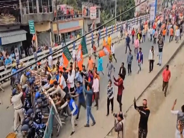 Clashes break out between police, BJP at Basirhat (Photo/ANI)