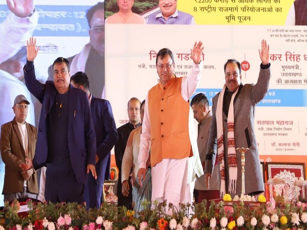 Uttarakhand CM and Union Minister Nitin Gadkari inaugurated projects worth over Rs 2200 crore (Photo/ANI)