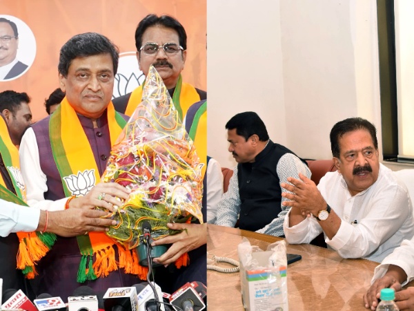 Ashok Chavan and Congress leaders Ramesh Chennithala and Nana Patole. (Photo/ANI)