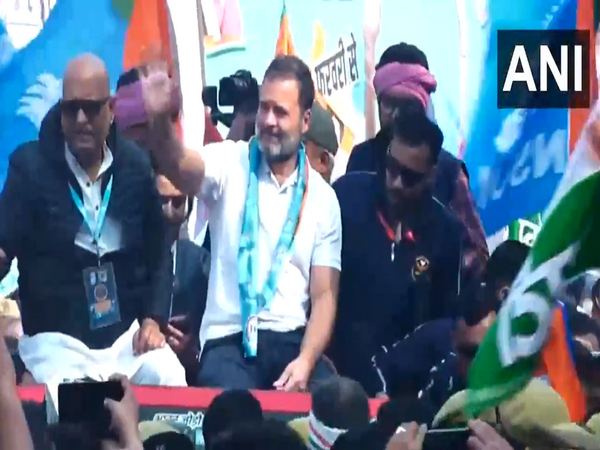 Congress MP Rahul Gandhi at Golegadda in UP. (Photo/ANI)