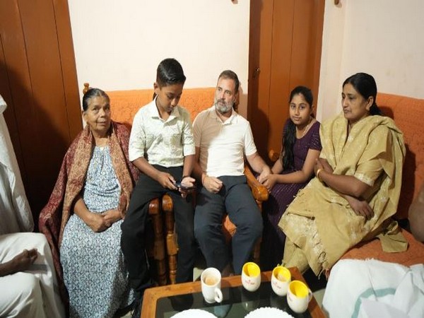 Congress MP Rahul Gandhi meeting victims family (Photo/ANI) 