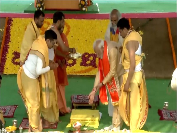 PM Modi lays foundation stone of Shri Kalki Dham in Sambhal. (Photo/ANI)