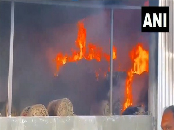 Fire breaks out at Banaskantha Palanpur market yard (Photo/ANI) 