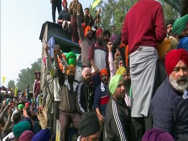 Farmers protest at Shambhu border (Photo/ANI) 