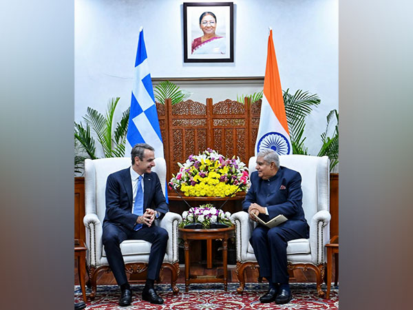 Greece Prime Minister Kyriakos Mitsotakis with Vice President Jagdeep Dhankhar (Photo credits: X/@VPIndia)
