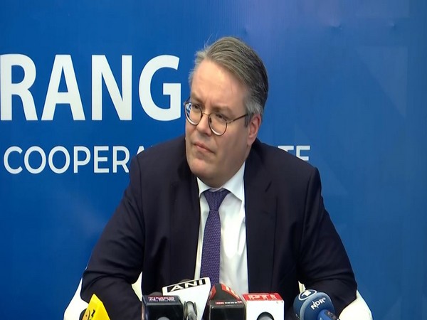 Germany's Minister of State, Federal Foreign Affairs, Tobias Lindner addresses a press conference in New Delhi on Thursday (Photo/ANI)