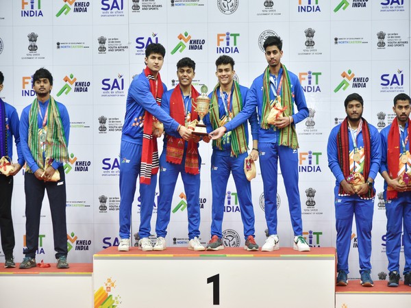 Chitkara University table tennis team winning gold in Khelo India University Games 2023 (Image: MYAS)