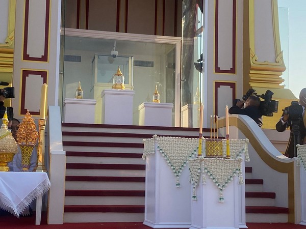 Relics of Lord Buddha enshrined at Royal ground Sanam Luang in Bangkok. (Photo: ANI)