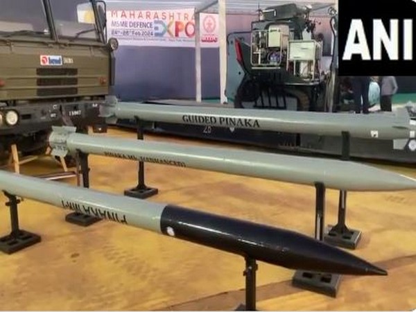 Guided, extended range and Pinaka-Mark 1 rockets on display at Maharashtra MSME Defence Expo. (Photo/ANI)