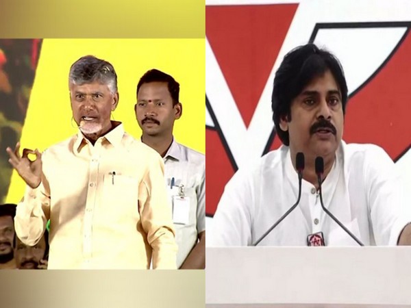 TDP Chief Chandrababu Naidu and Jana Sena Chief Pawan Kalyan (Photo/ANI)