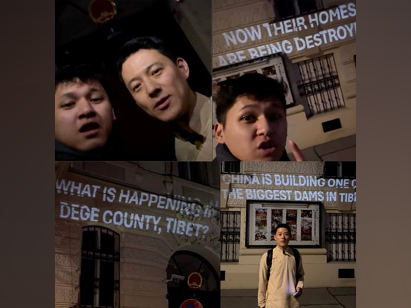 Youngsters from Tibetan community hold protest outside Chinese Embassy in Vienna (Photo/ANI)