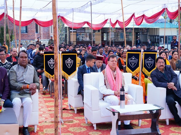 Uttarakhand Chief Minister Pushkar Singh Dhami at a public screening of Mann Ki Baat in Dehradun on Sunday (Photo/ANI)