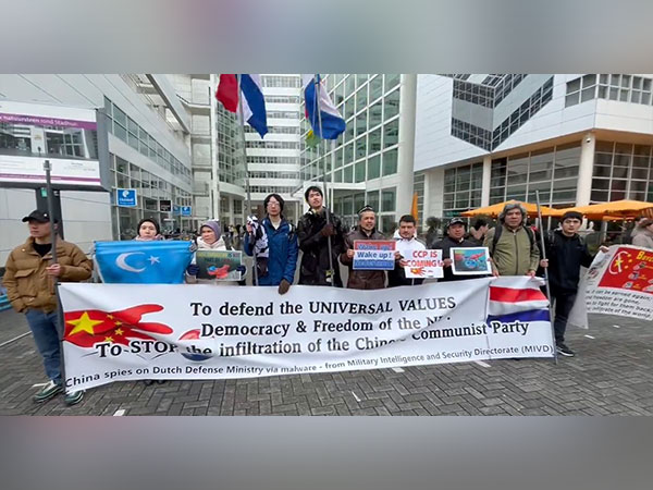 Visual of the Uyghur protest in Netherlands (Photo: X @AbdurehimGheni)