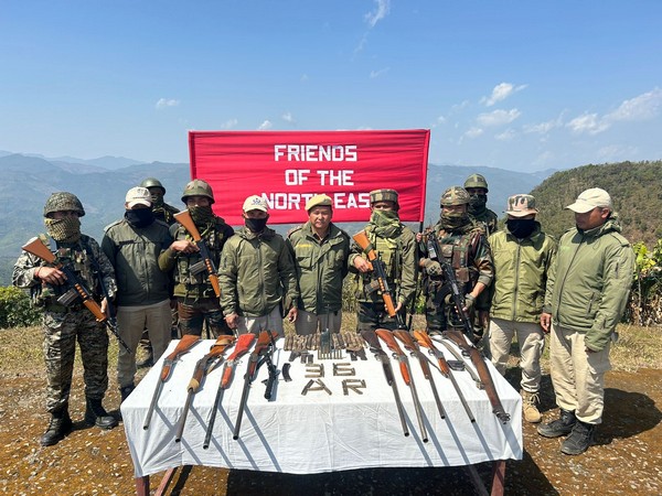 Assam Rifles recovers huge cache of weapons in Manipur's Churachandpur (Photo/ANI)